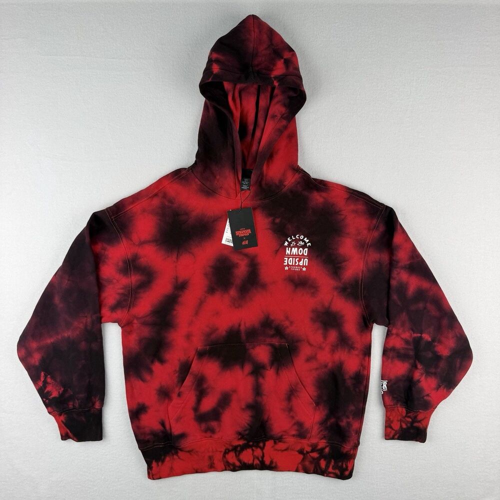 NWT H&M Stranger Things Red Hoodie Sweatshirt Oversized Small Demogorgon Hunter